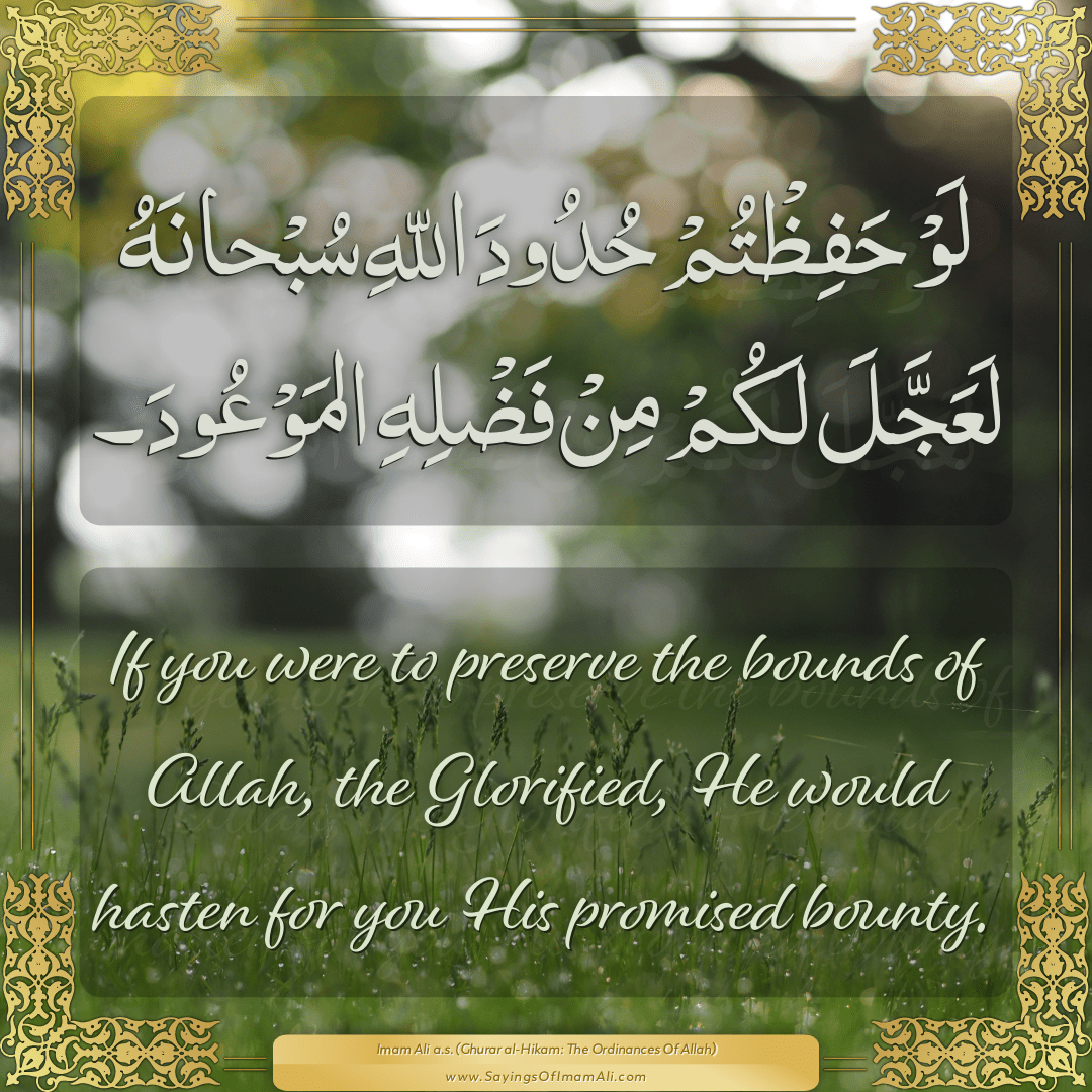 If you were to preserve the bounds of Allah, the Glorified, He would...